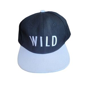 Crown Black White "WILD" Embroidered Snapback Trucker Hat One Size